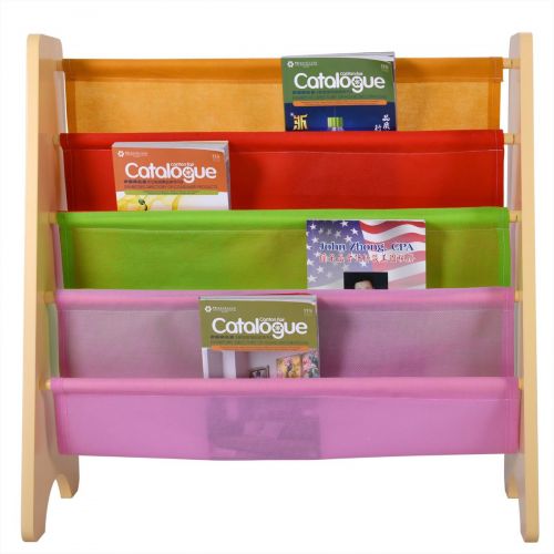  Trois_s trois_s Wood Kids Book Shelf Sling Storage Rack Organizer Bookcase Display Holder Opt