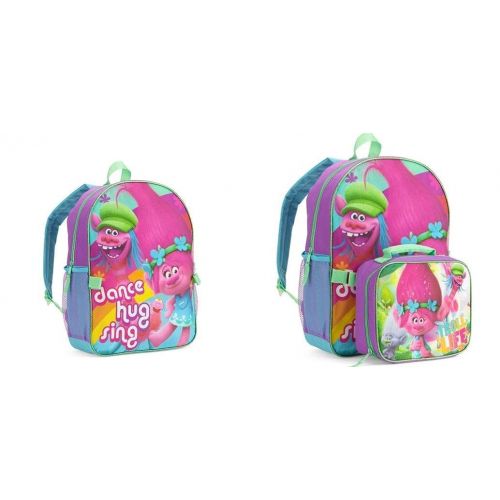  Dreamworks Trolls Life 16 Full Size Backpack w/ Detachable Lunch Bag