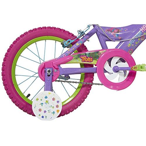  Dynacraft Trolls Girls BMX StreetDirt Bike with Hand Brake 16 PurplePinkGreen