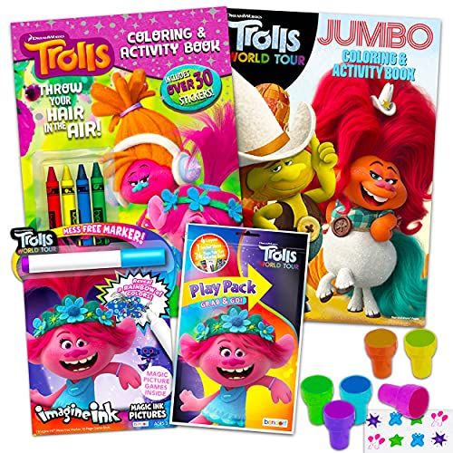  [아마존베스트]Trolls World Tour DreamWorks Trolls Coloring and Activity Set Ultimate Bundle ~ Trolls Activity Book, Mess-Free Coloring Books, Stickers, and Stampers (Trolls Party Supplies)