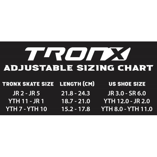  TronX Velocity Youth Adjustable Inline Hockey Skates, Black, Small 11-1