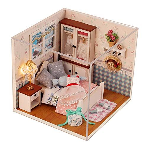  Tronet DIY Dollhouse Wooden Christmas House Assemble Miniature Dollhouse LED Furniture Kit Best Birthday Gifts for Women and Girls