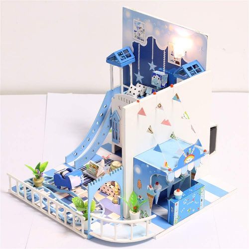  Tronet DIY Dollhouse Wooden Christmas House Assemble Miniature Dollhouse LED Furniture Kit Best Birthday Gifts for Women and Girls