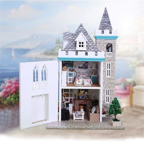  Tronet DIY Dollhouse Wooden Christmas House Assemble Miniature Dollhouse LED Furniture Kit Best Birthday Gifts for Women and Girls