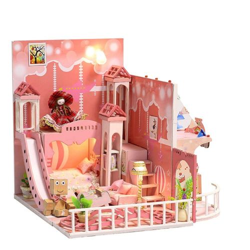  Tronet DIY Dollhouse Wooden Christmas House Assemble Miniature Dollhouse LED Furniture Kit Best Birthday Gifts for Women and Girls