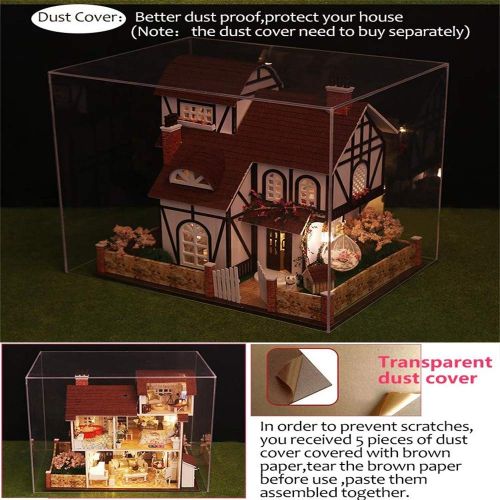  Tronet DIY Dollhouse Wooden Christmas House Assemble Miniature Dollhouse LED Furniture Kit Best Birthday Gifts for Women and Girls