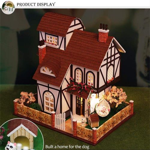  Tronet DIY Dollhouse Wooden Christmas House Assemble Miniature Dollhouse LED Furniture Kit Best Birthday Gifts for Women and Girls