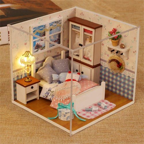 Tronet DIY Dollhouse Wooden Christmas House Assemble Miniature Dollhouse LED Furniture Kit Best Birthday Gifts for Women and Girls