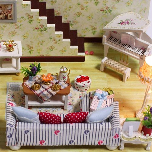  Tronet DIY Dollhouse Wooden Christmas House Assemble Miniature Dollhouse LED Furniture Kit Best Birthday Gifts for Women and Girls