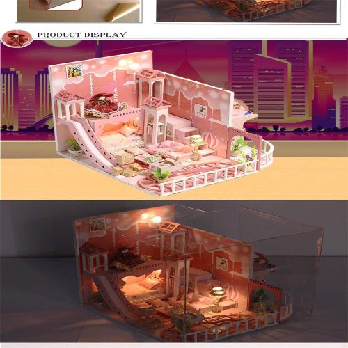  Tronet DIY Dollhouse Wooden Christmas House Assemble Miniature Dollhouse LED Furniture Kit Best Birthday Gifts for Women and Girls