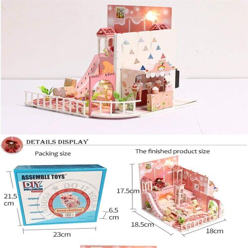  Tronet DIY Dollhouse Wooden Christmas House Assemble Miniature Dollhouse LED Furniture Kit Best Birthday Gifts for Women and Girls