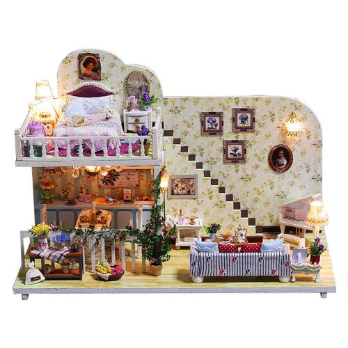  Tronet DIY Dollhouse Wooden Christmas House Assemble Miniature Dollhouse LED Furniture Kit Best Birthday Gifts for Women and Girls