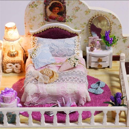  Tronet DIY Dollhouse Wooden Christmas House Assemble Miniature Dollhouse LED Furniture Kit Best Birthday Gifts for Women and Girls