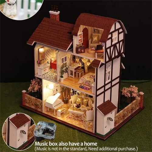  Tronet DIY Dollhouse Wooden Christmas House Assemble Miniature Dollhouse LED Furniture Kit Best Birthday Gifts for Women and Girls