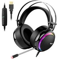[아마존베스트]Gaming Headphones for PC, Upgraded Tronsmart Glary Dolby 7.1 Surround Sound USB Plug Gaming Headset with Microphone, Noise Cancelling Over Ear Headphones Gaming Headset for Nintend