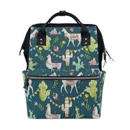 TropicalLife Cute Animal Llama Alpaca Cactus Diaper Backpack Large Capacity Baby Bags Multi-Function Zipper Casual Travel Backpacks for Mom Dad Unisex