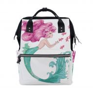 TropicalLife Mermaid Girl Diaper Backpack Large Capacity Baby Bags Multi-Function Zipper Casual Travel Backpacks for Mom Dad Unisex