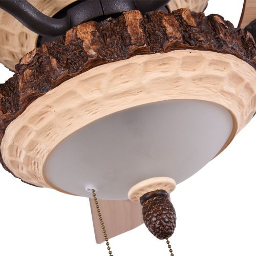  Rustic Ceiling Fan With 1 LED Light Cover For Indoor Home Decoration Living Room Quiet Fans Chandelier 52 Inch 5 Wood Blades Reversible,Tropicalfan