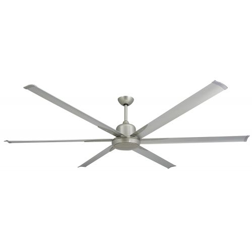 TroposAir by Dans Fan City TroposAir Titan Brushed Nickel Large Industrial Ceiling Fan with DC-Motor, 84 Extruded Aluminum Blades, Integrated Light and Remote