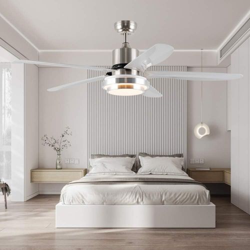  Tropwellhouse 56Inch Led Ceiling Fan with Light 3 Speed Remote Control 5 ABS Blades Modern Decoration Home/Living Room/Bedroom