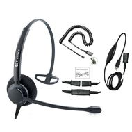 TruVoice HD-100 Professional Corded Single Ear NC Headset With USB and U10P Cable works with Mitel, Polycom VVX, Nortel, Avaya Digital, Analog Deskphones and PC (Softphone) - Compl