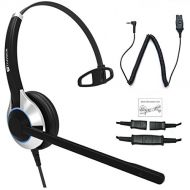TruVoice Deluxe Single Ear Noise Canceling Corded Headset with adapter cable for iPhone, Samsung, HTC, LG, Blackberry, ZTE, Huawei Mobile Phone and all Smartphones with 3.5 mm Jack