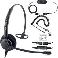 TruVoice Professional Single Ear Noise Canceling Call Center  Office Headset With U10 and USB Cable For Cisco 7931, 7940, 7960, 7961, 7962, 7970, 7971, 7975 or into PC or Softphone VIA USB