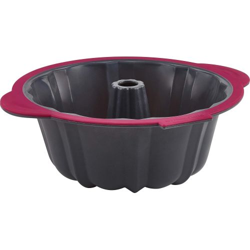  Trudeau 09915136 Structured Siicone Fluted Cake Pan, 10 cup, Fuschia & Grey: Kitchen & Dining