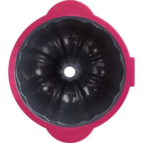  Trudeau 09915136 Structured Siicone Fluted Cake Pan, 10 cup, Fuschia & Grey: Kitchen & Dining