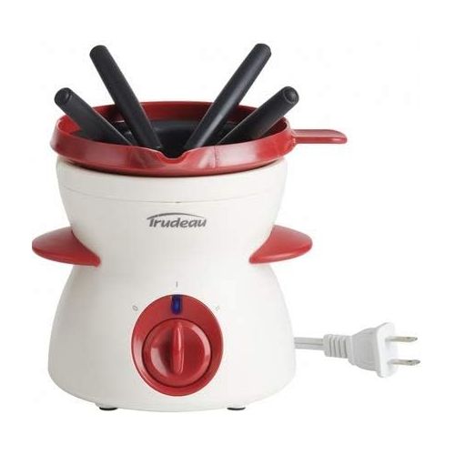  Trudeau Chocolate 7 Piece Fondue Set, 5.8 x 5.7 x 6 inches, Red White