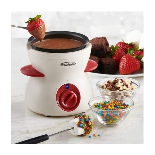  Trudeau Chocolate 7 Piece Fondue Set, 5.8 x 5.7 x 6 inches, Red White