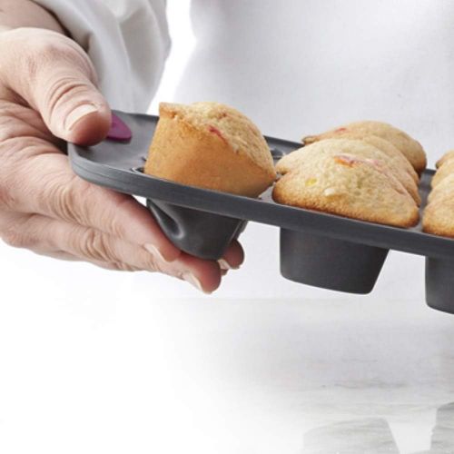  [아마존베스트]Trudeau 24 Count Mini Muffin Pan Silicone Bakeware, Confetti White