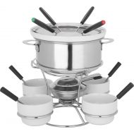 Trudeau Home Presence Fenty 44 Ounce Stainless Steel Fondue Set With Lazy Susan - 17 Piece