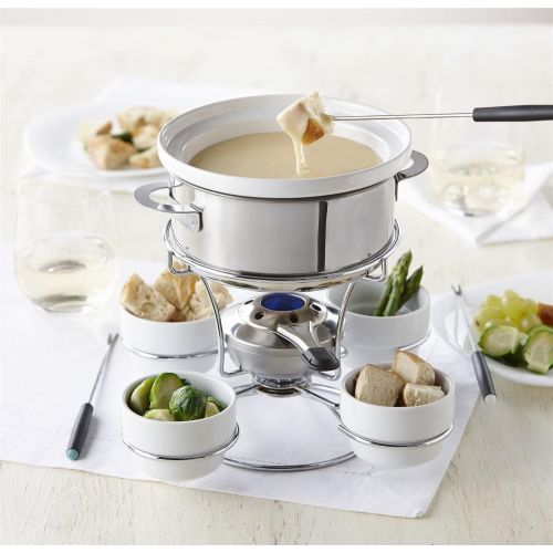  Trudeau Home Presence Fenty 44 Ounce Stainless Steel Fondue Set With Lazy Susan - 17 Piece