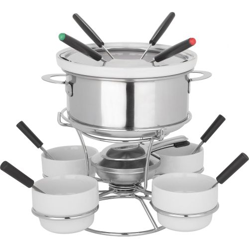  Trudeau Home Presence Fenty 44 Ounce Stainless Steel Fondue Set With Lazy Susan - 17 Piece