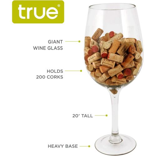  True Big Bordeaux Glass Bottle Holder, Home Decor Wine, Cork Accessory Gift, 20