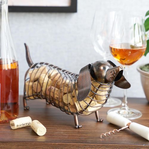  True Woof Dachshund Home Decor Wine Bottle Cork Holder, One Size, Rust