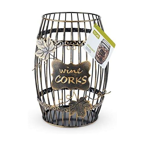  True Seating True Display, Wine Kitchen, Barrel Cage Holder Collector Decorative Vino Cork Storage Box Container Gift, Set of 1, Brown