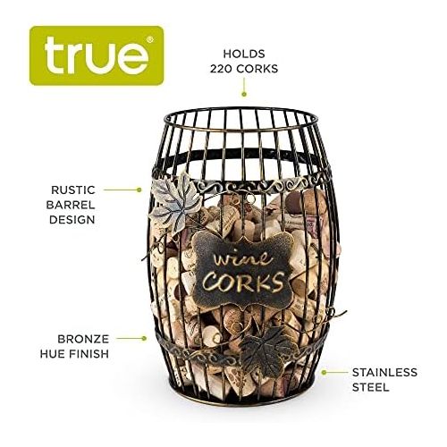  True Seating True Display, Wine Kitchen, Barrel Cage Holder Collector Decorative Vino Cork Storage Box Container Gift, Set of 1, Brown