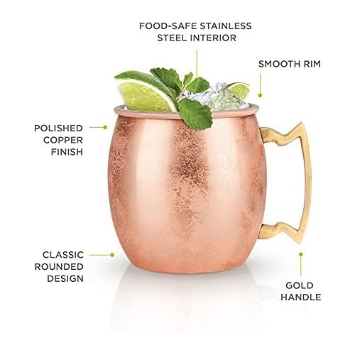  [아마존베스트]True Fabrication Moscow Mule Copper Cocktail Mug, 1 EA, Multicolor