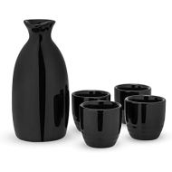 [아마존베스트]True Moga: 5-Piece Black Sake Set, 5 CT