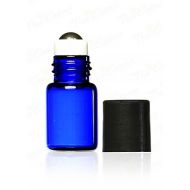 True Decor True Essence 2 ml, (5/8 Dram) Cobalt Blue Glass Micro Mini Roll-on Glass Bottles with Metal Roller Balls - Refillable Aromatherapy Essential Oil Roll On (72)