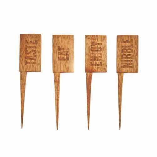  True Fabrications Cheese Markers, Wooden Reusable Marker Labels Serving Tool Cheese Markers Set (Sold by Case, Pack of 6)