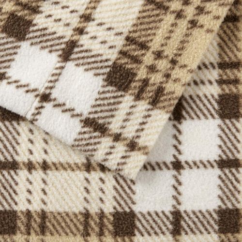  True North by Sleep Philosophy Cozy Brushed Microfleece Ultra Soft Cold Weather Sheet Set Bedding, Full, Tan Plaid