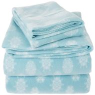 True North by Sleep Philosophy Micro Fleece Blue Snowflake Sheet Set, Causal Bed Sheets Twin, Bed Sheets Set 3-Piece Include Flat Sheet, Fitted Sheet & Pillowcase