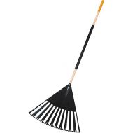 True Temper 20212010 Clog Free Leaf Rake with Hardwood/Steel Handle, 24 in. for Leaves, Grass, Clippings, Twigs, Pine Needles, Acorns, Debris, Black