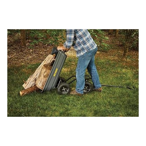  True Temper Poly Garden Cart Wagon, Easy Dump Design, 4 Cu. Ft. Capacity, 10 in. Pneumatic Tires for Lawn, Utility, Yard, Farm