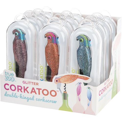  TrueZoo 7652 Assorted Corkatoo Glitter Double-Hinged Corkscrew, One Size, Multicolor