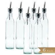 TrueCraftware (Set of 6) - 8oz Glass Oil Vinegar Cruet, Olive Oil Dispenser Bottle With Stainless Steel Pourer Spout