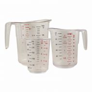 TrueCraftware 3 Piece - Measuring Cups Set, Clear with Red Marked Measurements, 1 Cup/8 Ounce, 2 Cups/1 Pint, and 4 Cups/1 Quart